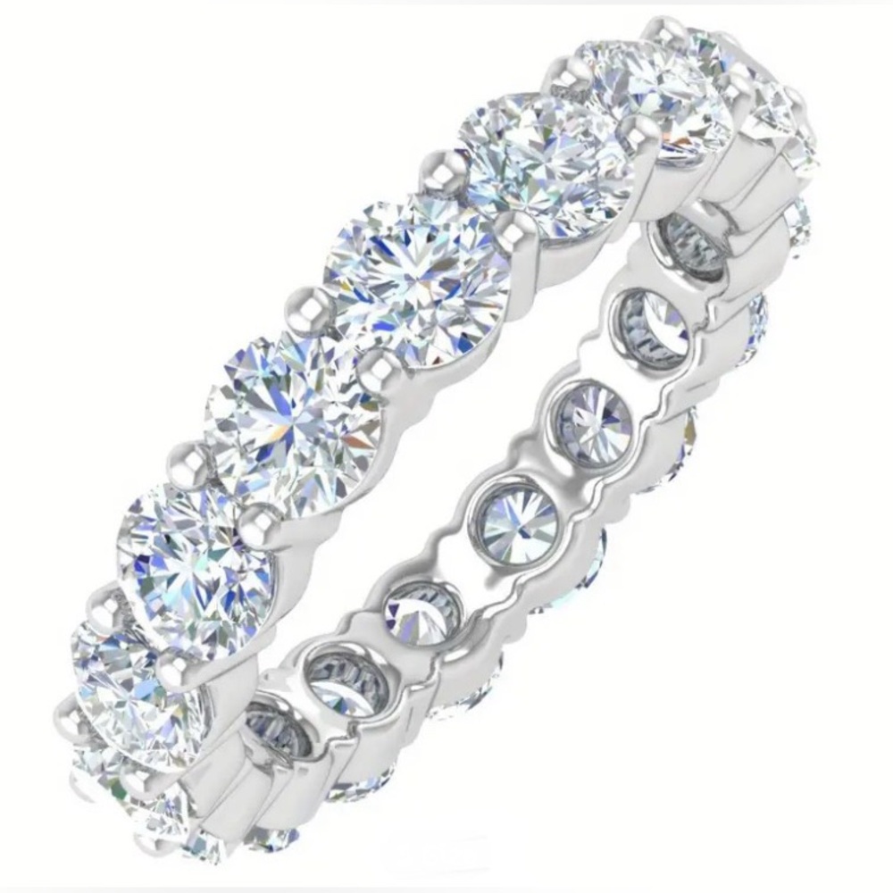 Elegant Sterling Silver Women's Eternity Moissanite Ring